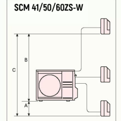 Мултиплит външно тяло Mitsubishi Heavy Industries SCM41/50/60ZS-W схема за до три вътрешни тела